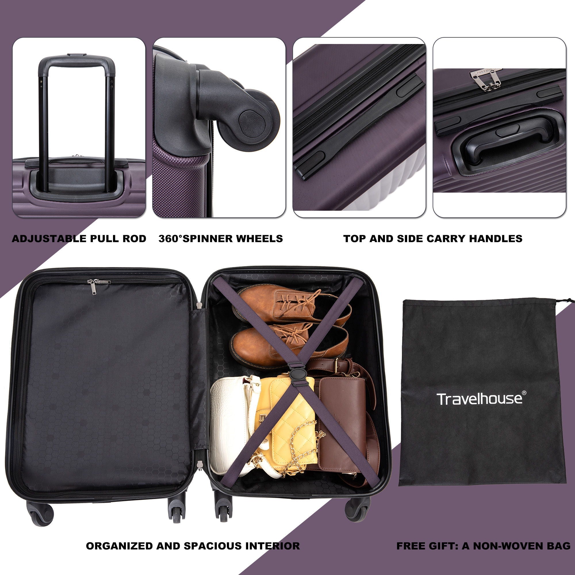 20" Carry-On Lightweight Hardside Luggage with Spinner Wheels