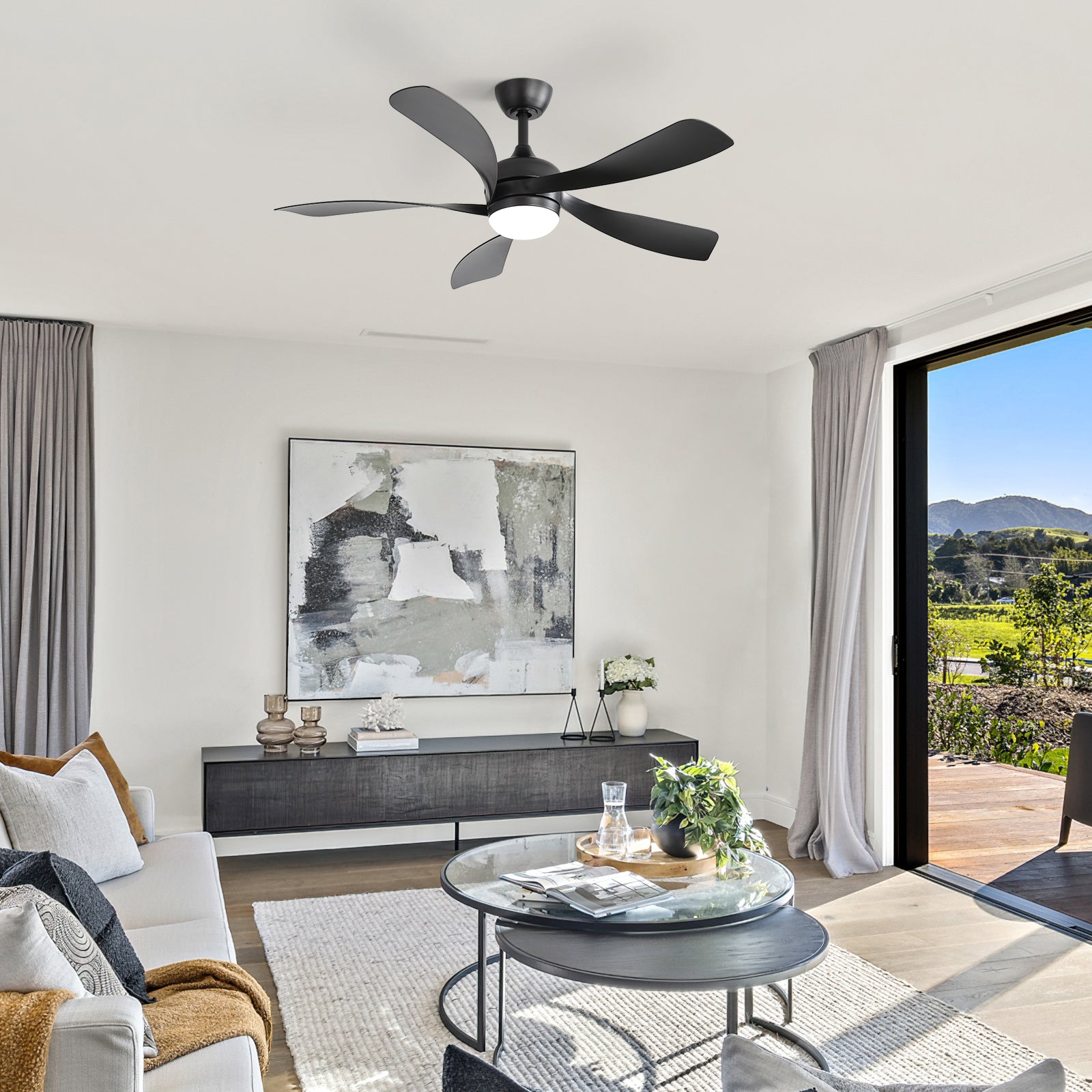 45 Inch Matte Ceiling Fan with LED Light