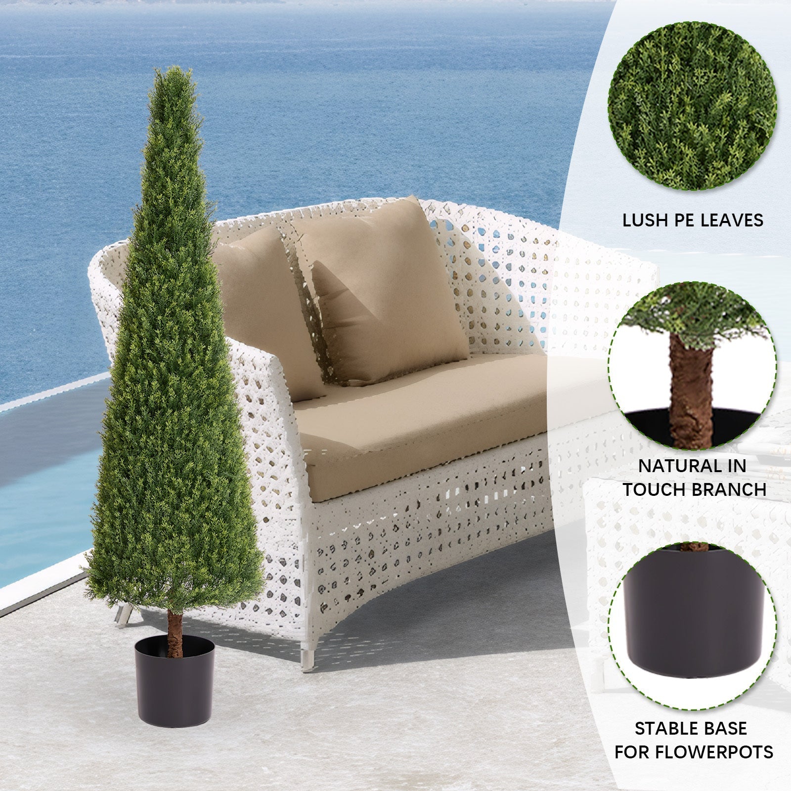 5FT Conical Topiary Cedar Trees Artificial Outdoor Lifelike Faux Evergreen