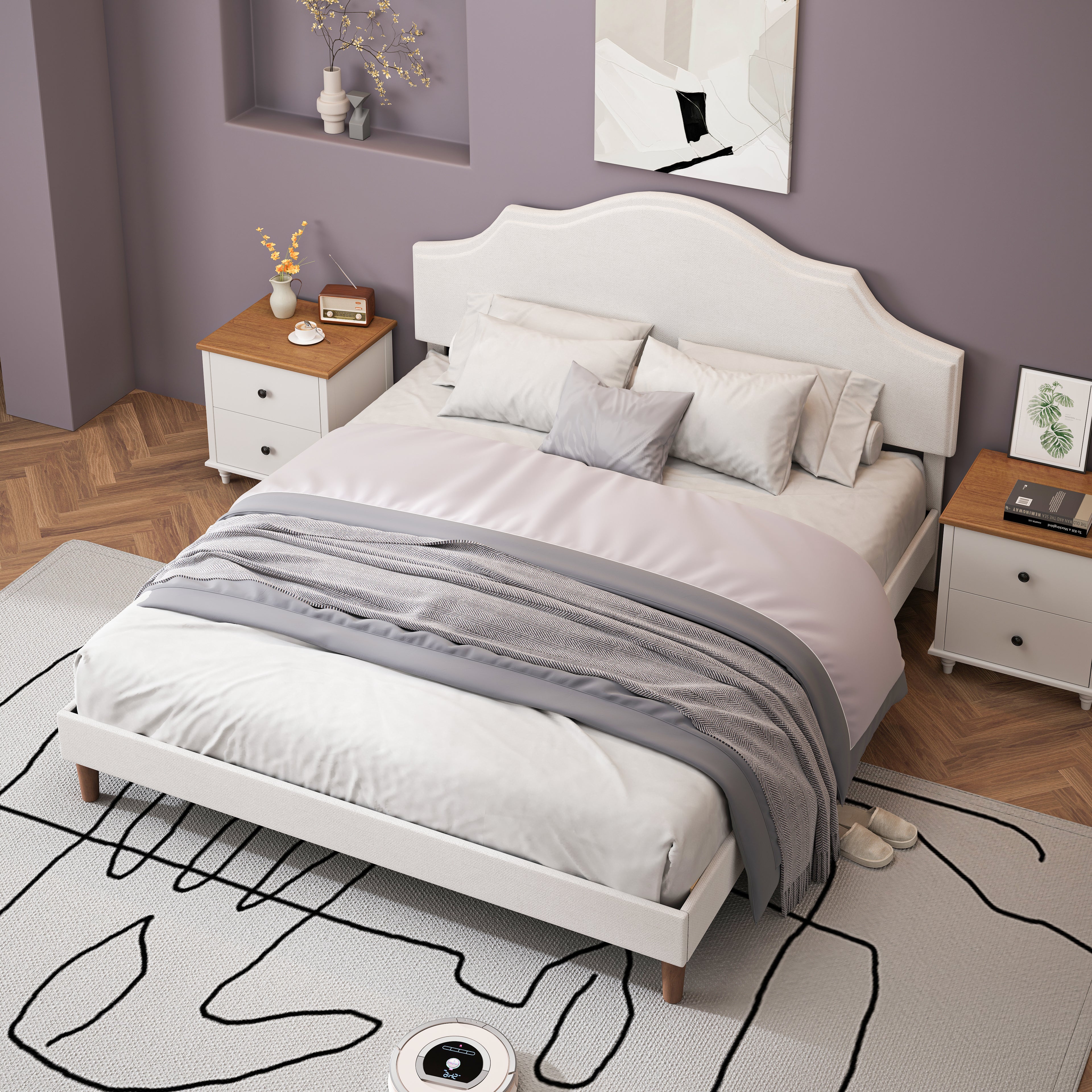 King Size Bed Frame with Adjustable Headboard
