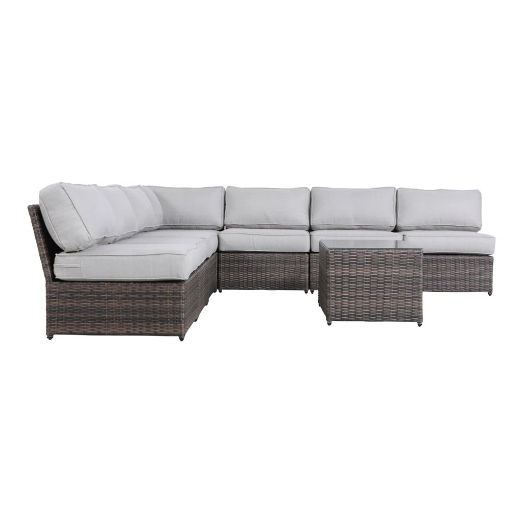 6-Person Wicker Outdoor Seating Group with Cushions