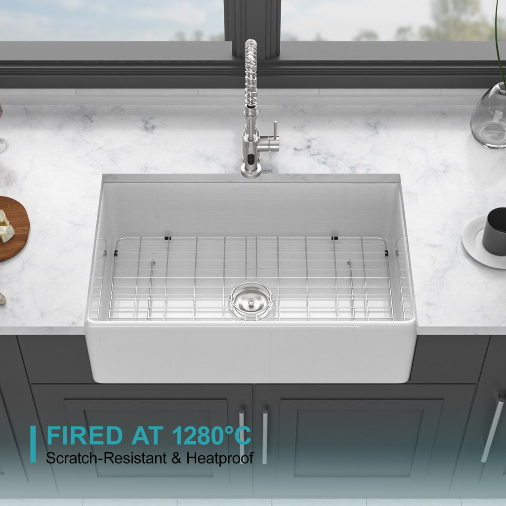 White Kitchen Sink - 33 x 18 x 10 Inch