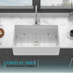 White Kitchen Sink - 33 x 18 x 10 Inch