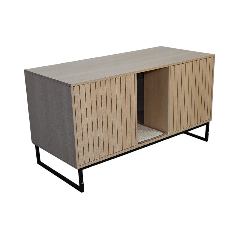 Modern Wooden Cat House with Scratching Mat
