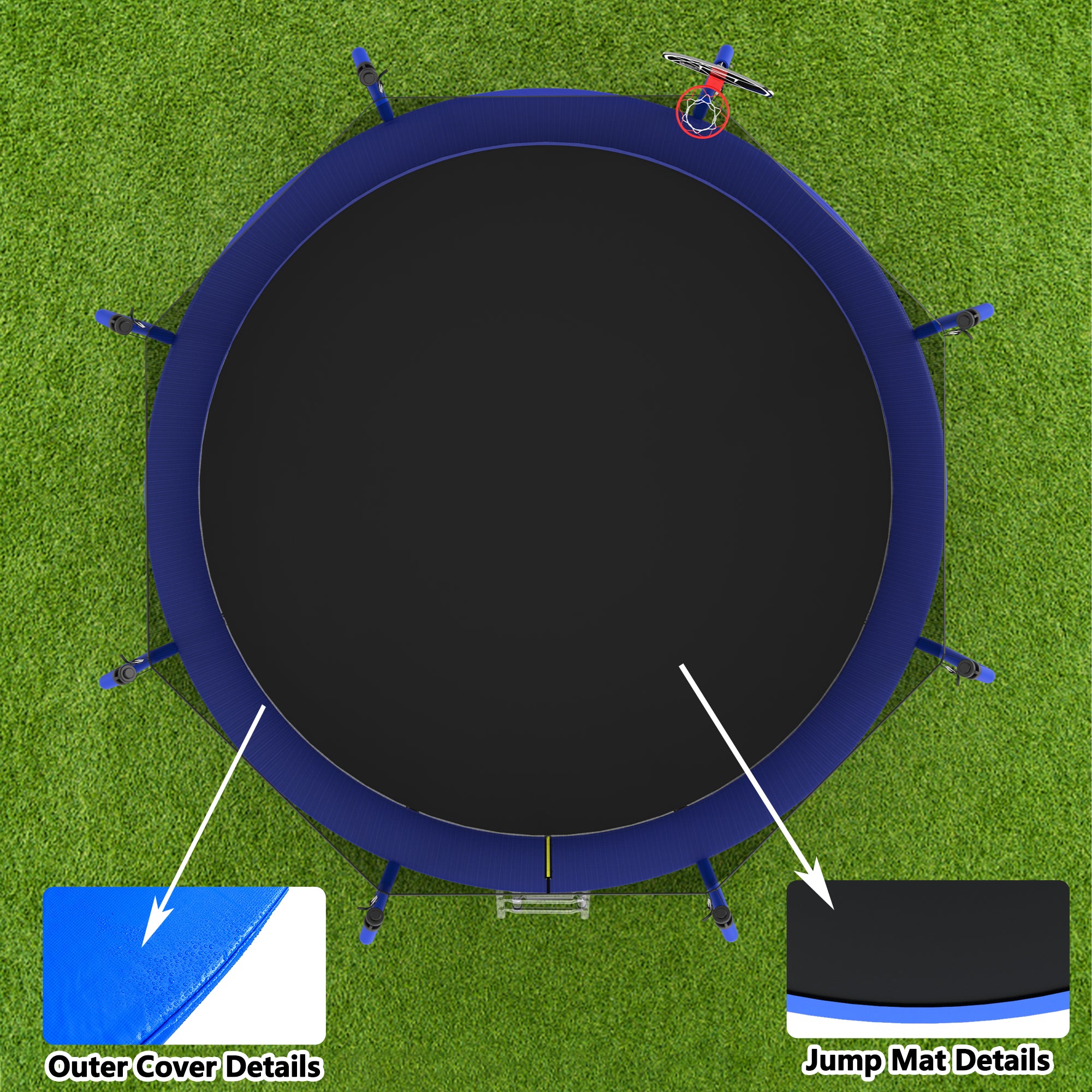 14FT Trampoline with Basketball Hoop