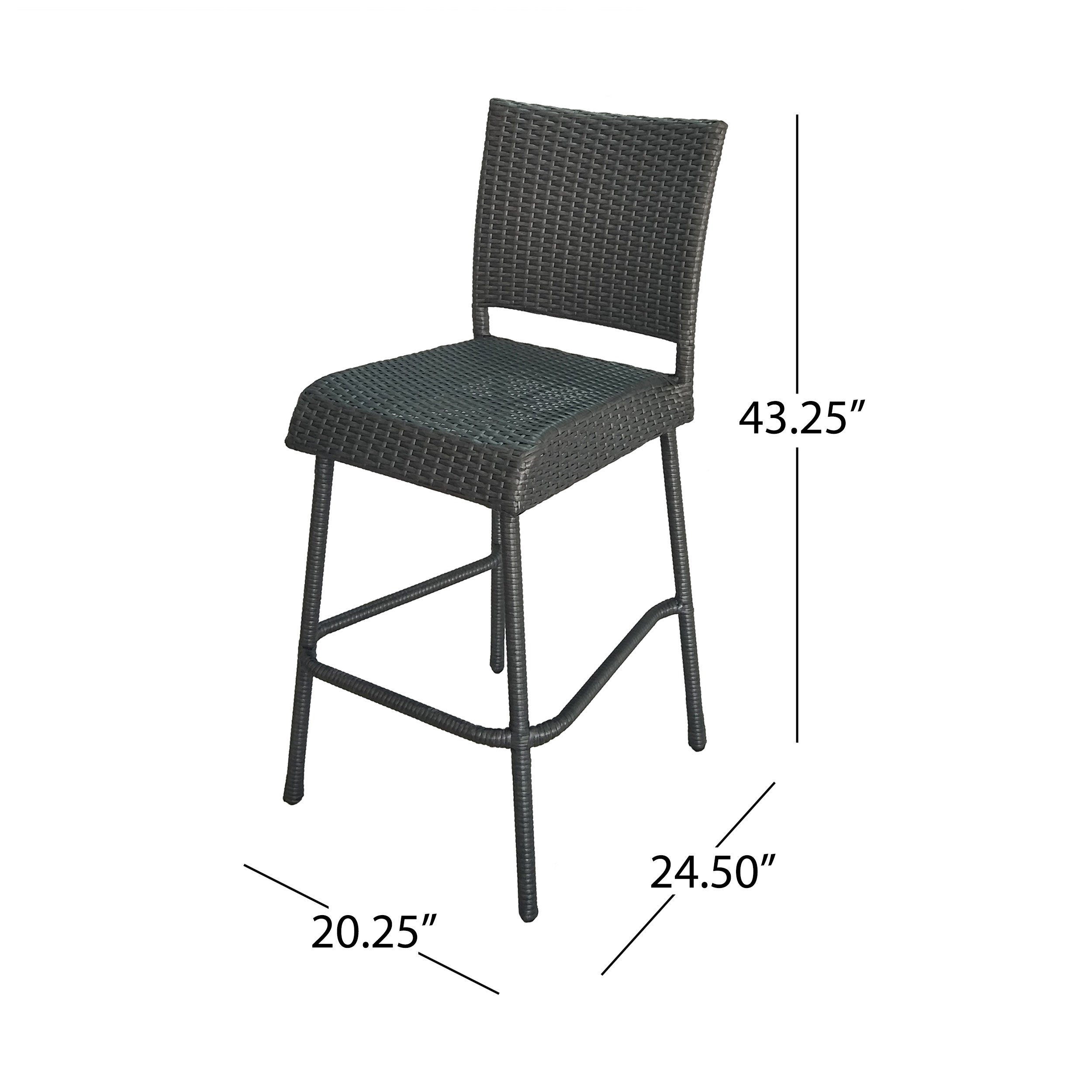 29" Outdoors PE Rattan Armless Barstools, Set of 2