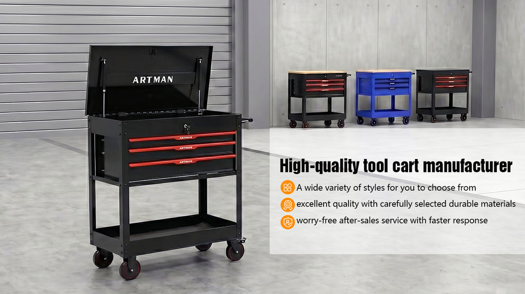 3 Drawers Multifunctional Tool Cart With Wheels