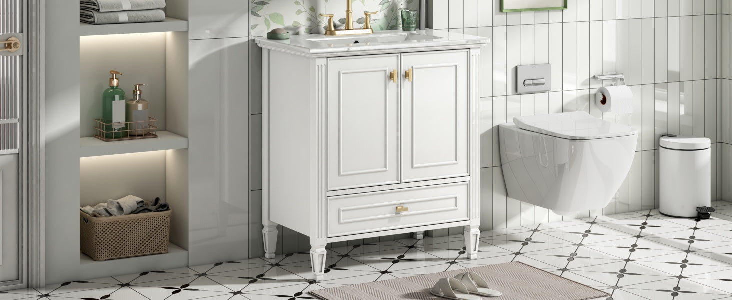 30" Bathroom Vanity with Sink, Freestanding Vanity with Storage