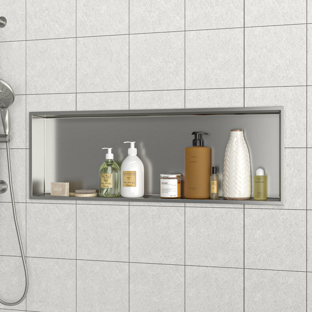 37" x 13" Stainless Steel Shower Niche, Brushed Nickel