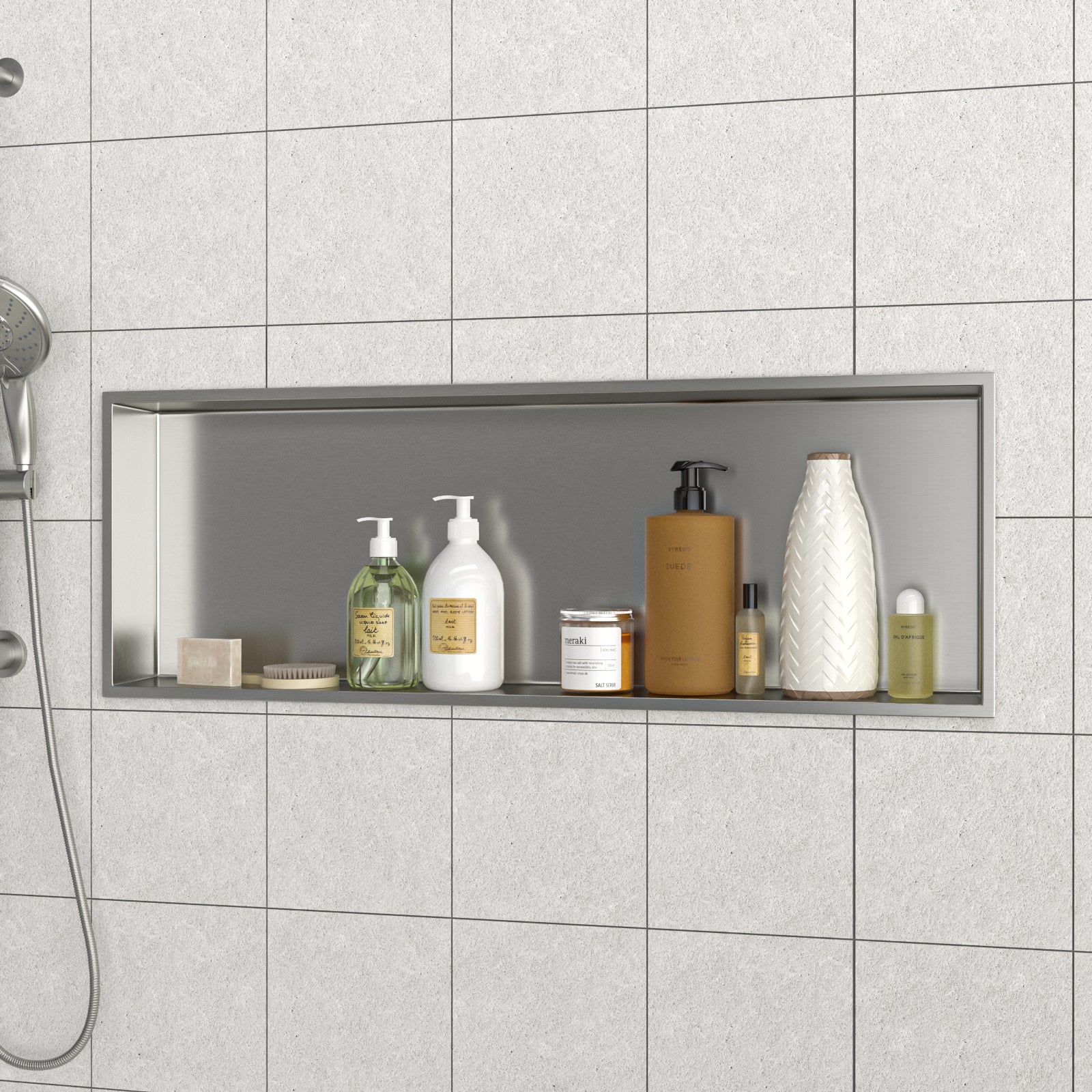 37" x 13" Stainless Steel Shower Niche, Brushed Nickel