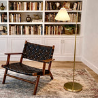 Majestic Brass Ring Base Curved Floor Lamp