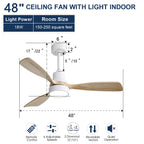 48 Inch Indoor Ceiling Fan With Light