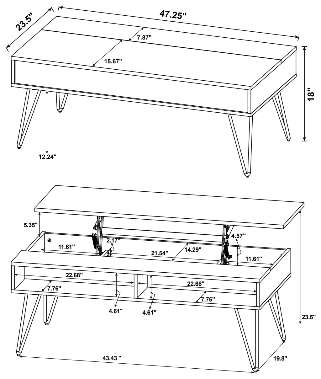 Amara Golden Lift-Top Coffee Table