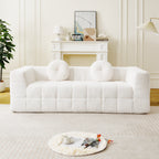 84.6-Inch Modern Boneless Couch with Two Circular Throw Pillows