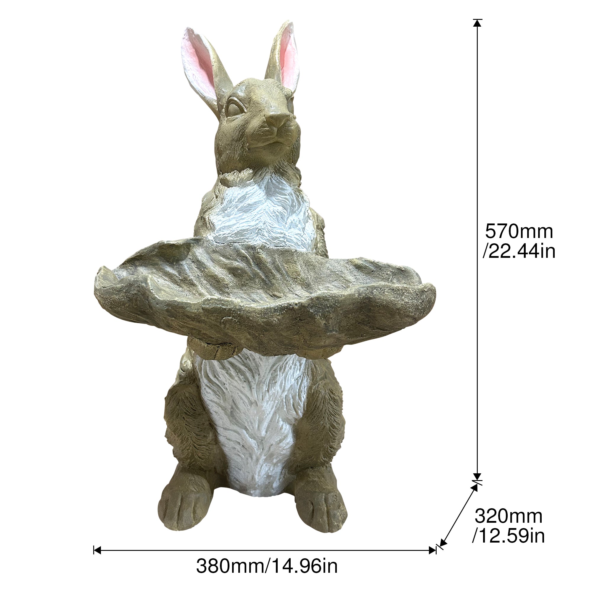 Magnesium Oxide Bunny Statue Holding Decor