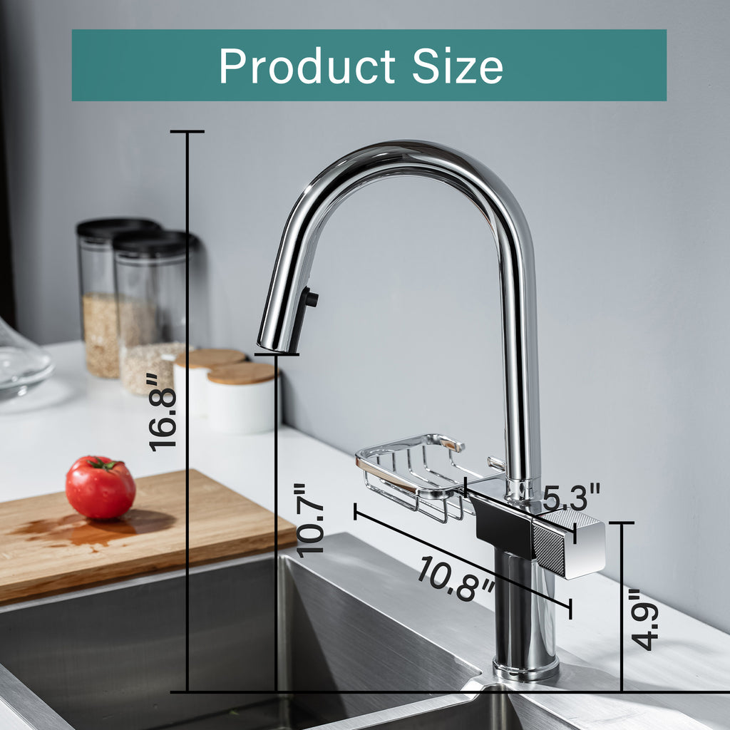 High Arc Pull-Down Kitchen Faucet - Single Hole Stainless Steel