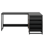 59 Inches L-Shaped Computer Desk with Drawers and Storage Shelves