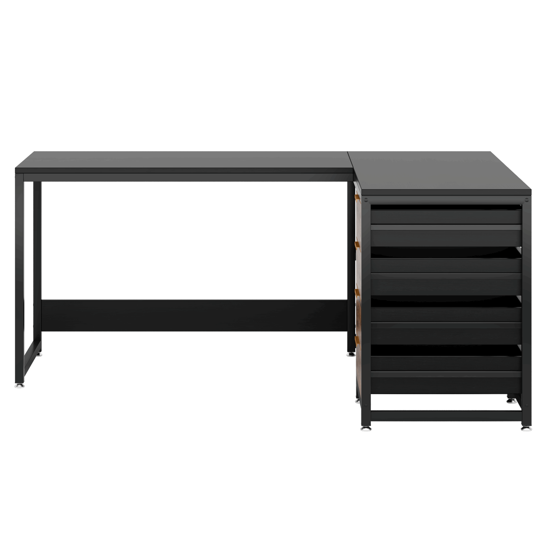 59 Inches L-Shaped Computer Desk with Drawers and Storage Shelves