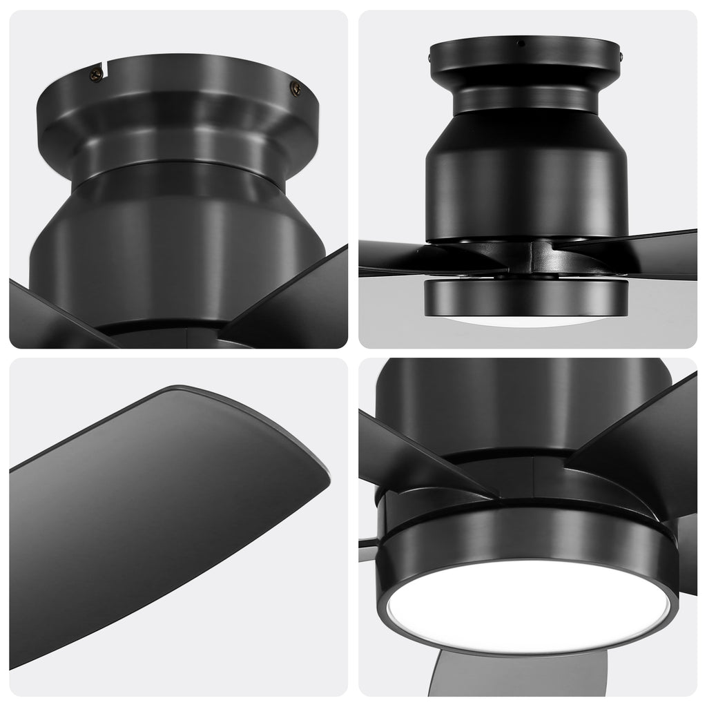 42 Inch Flush Mount Ceiling Fan with LED Light 22W and Remote Control