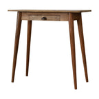 Solid Wood Mini Nordic Style Writing Desk, Oak-ish, 1-Drawer, Nordic Legs