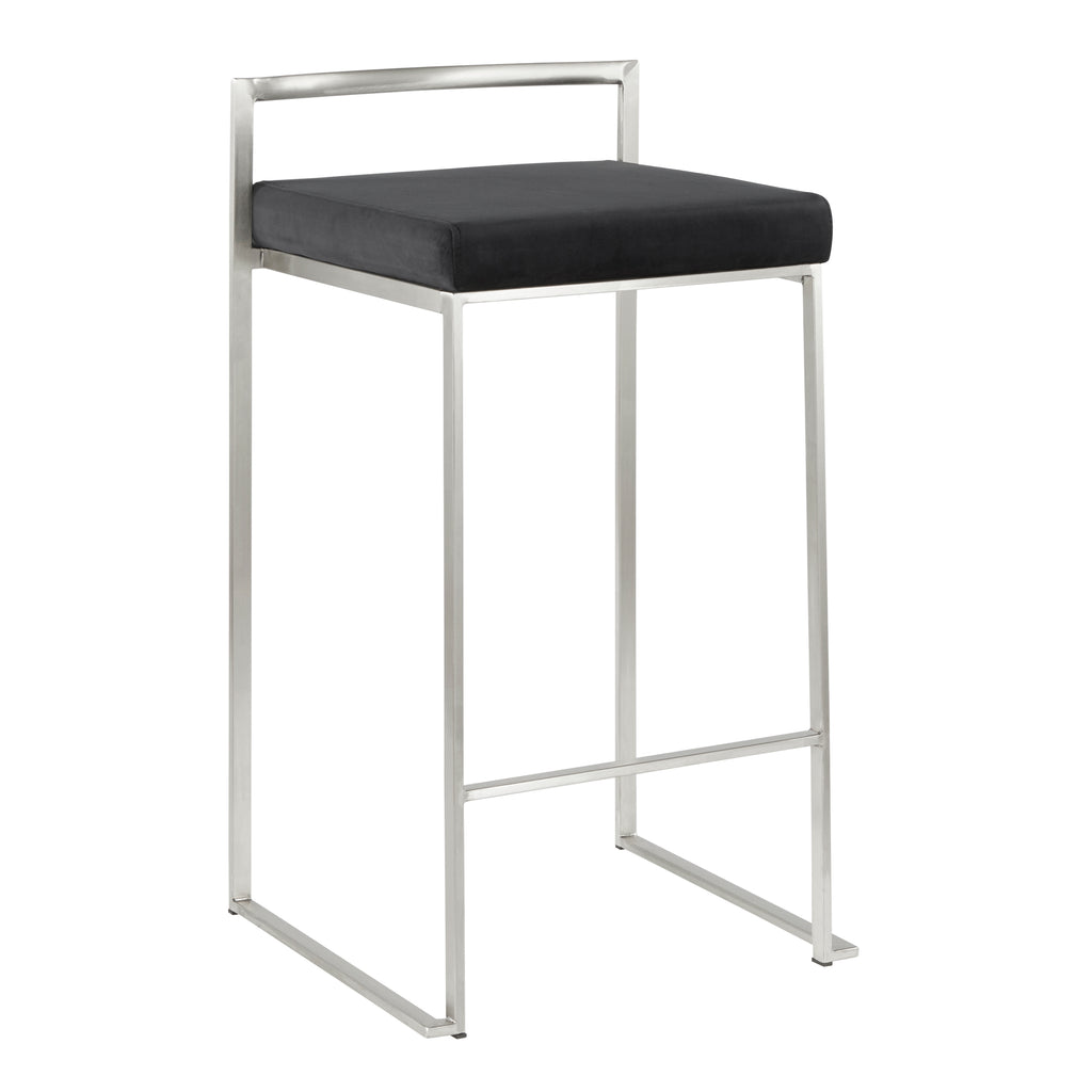 26" Contemporary Stackable Counter Stool Set in Stainless Steel