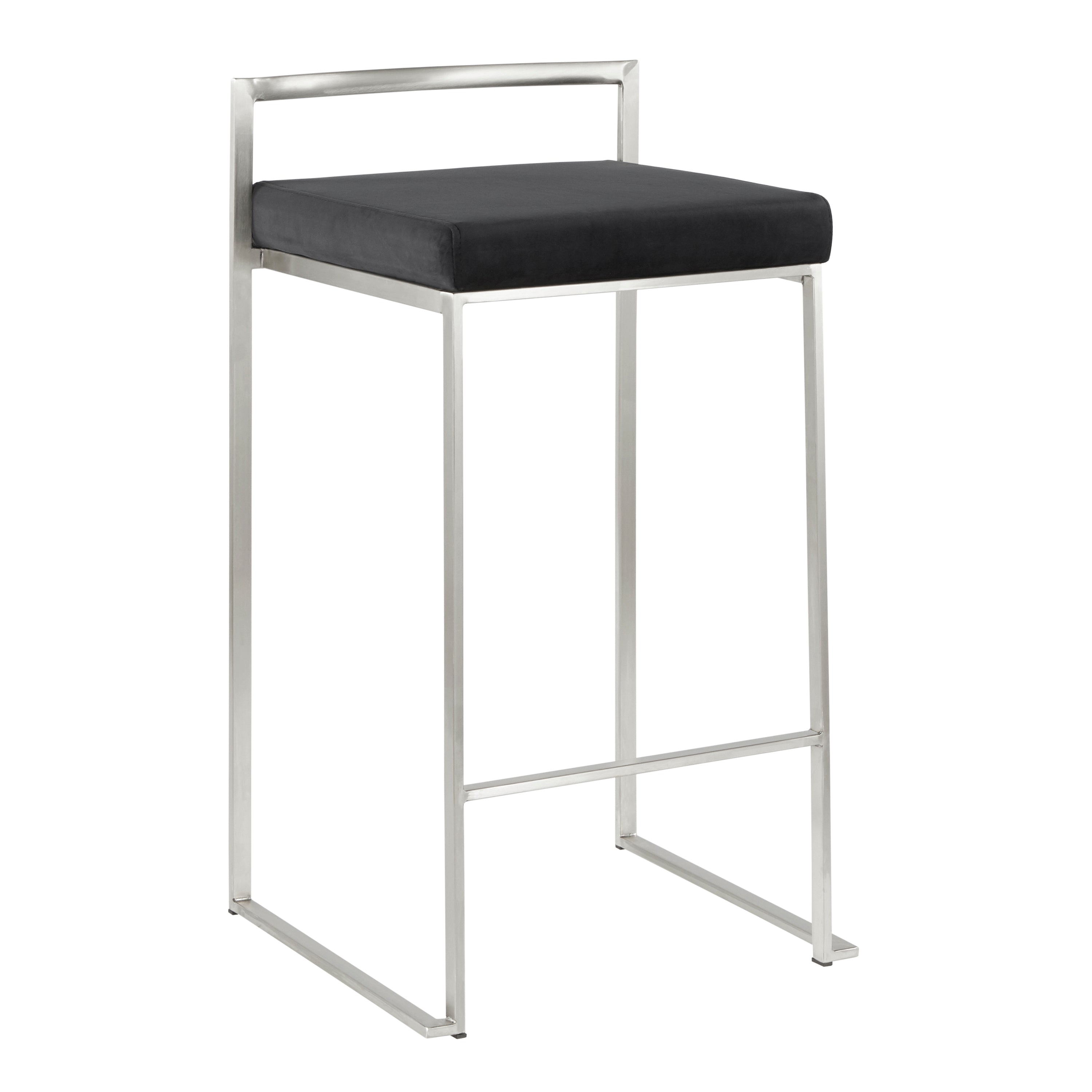 26" Contemporary Stackable Counter Stool Set in Stainless Steel