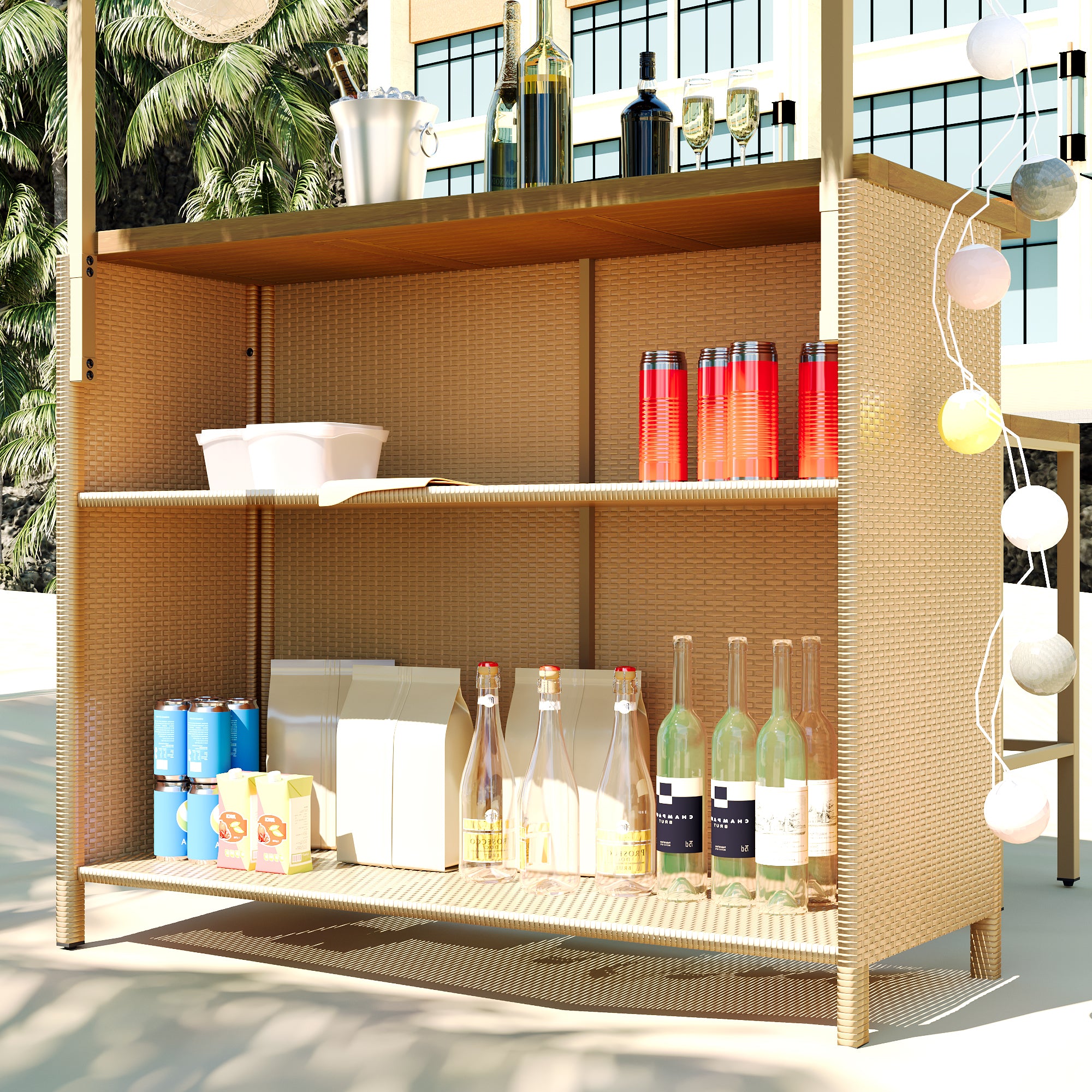 GO Hawaiian-Style Bar Height Patio Set