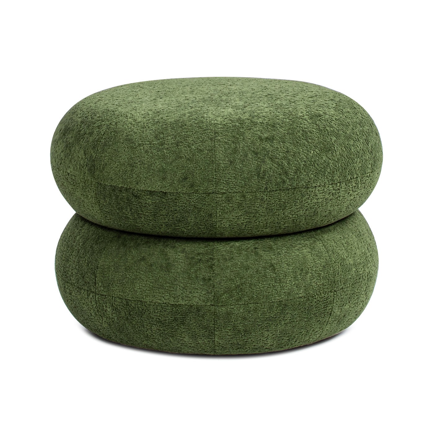 Nest 19.5" Low Round Upholstered Ottoman, Moss