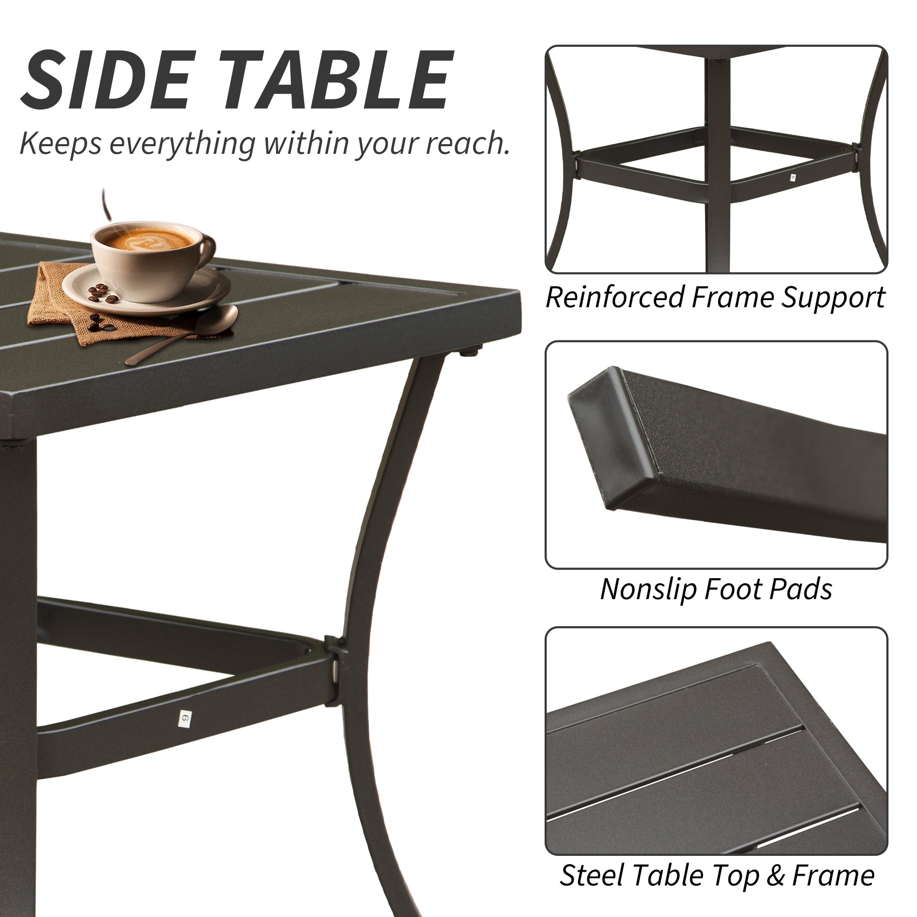 Metal 2-Person Outdoor Patio Rocking Seating Group with Cushions