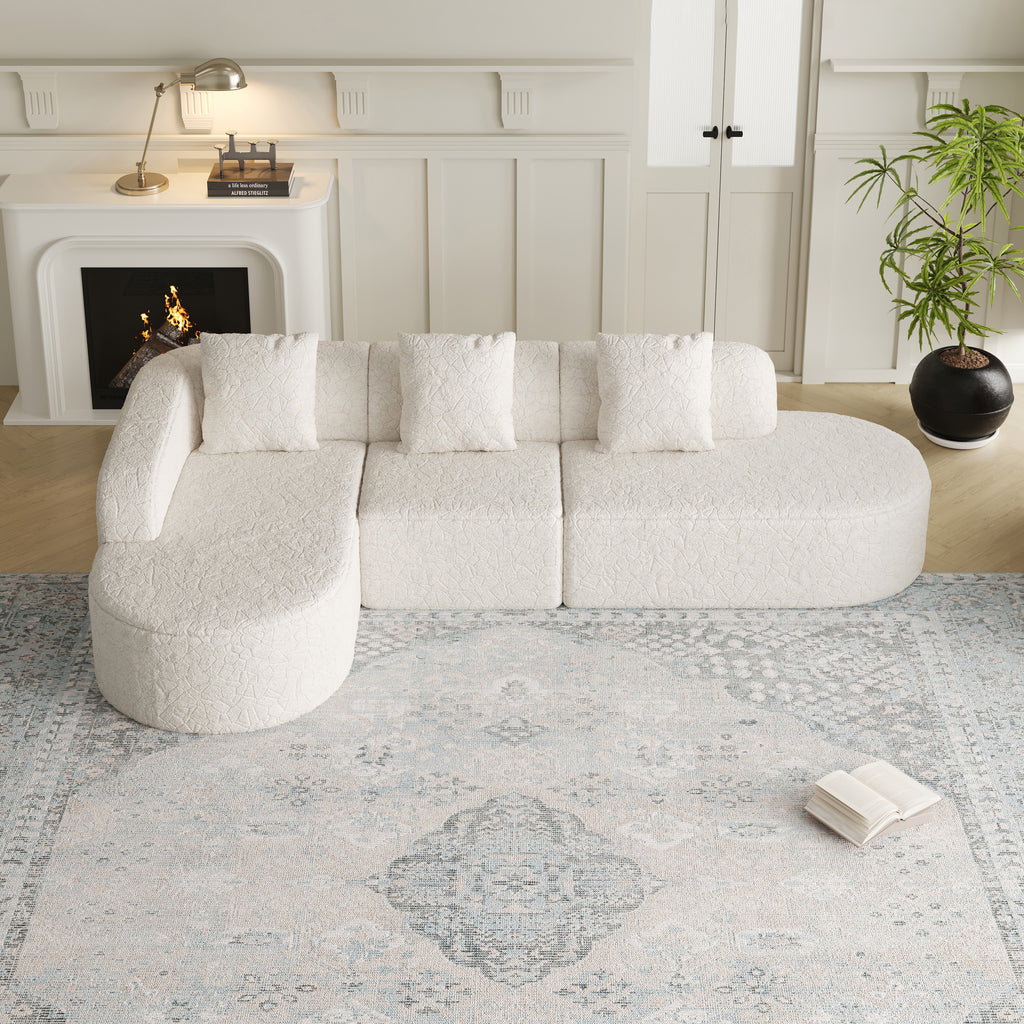 111.8-Inch L-Shaped Curved Modular Sofa