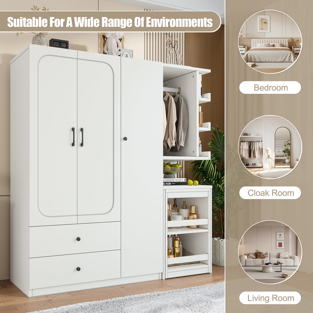 Multifunctional Wardrobe with 2 Doors and Convertible Desk