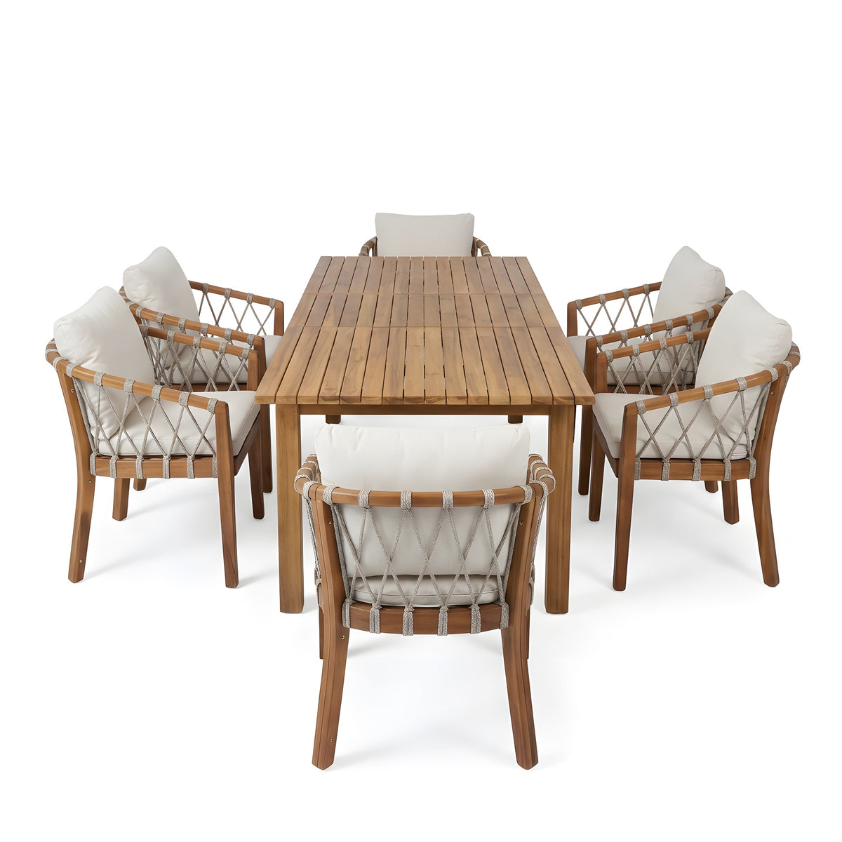 7 Pieces Acacia Wood Outdoor Dining Set