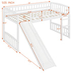 Twin Size Loft Bed With Slide And Ladder - White