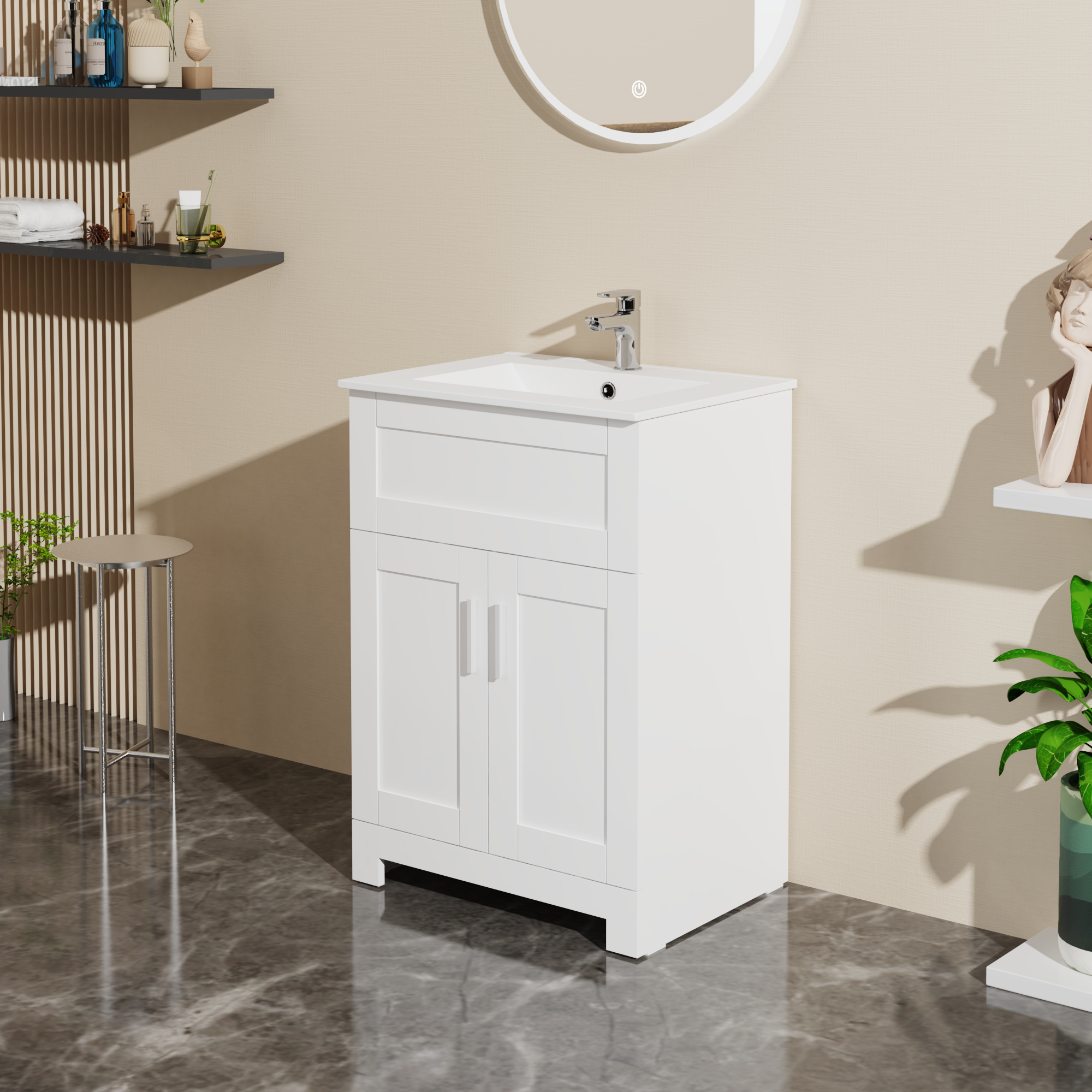 Goodyo 24" Sink Bathroom Vanity Laundry Cabinet Combo