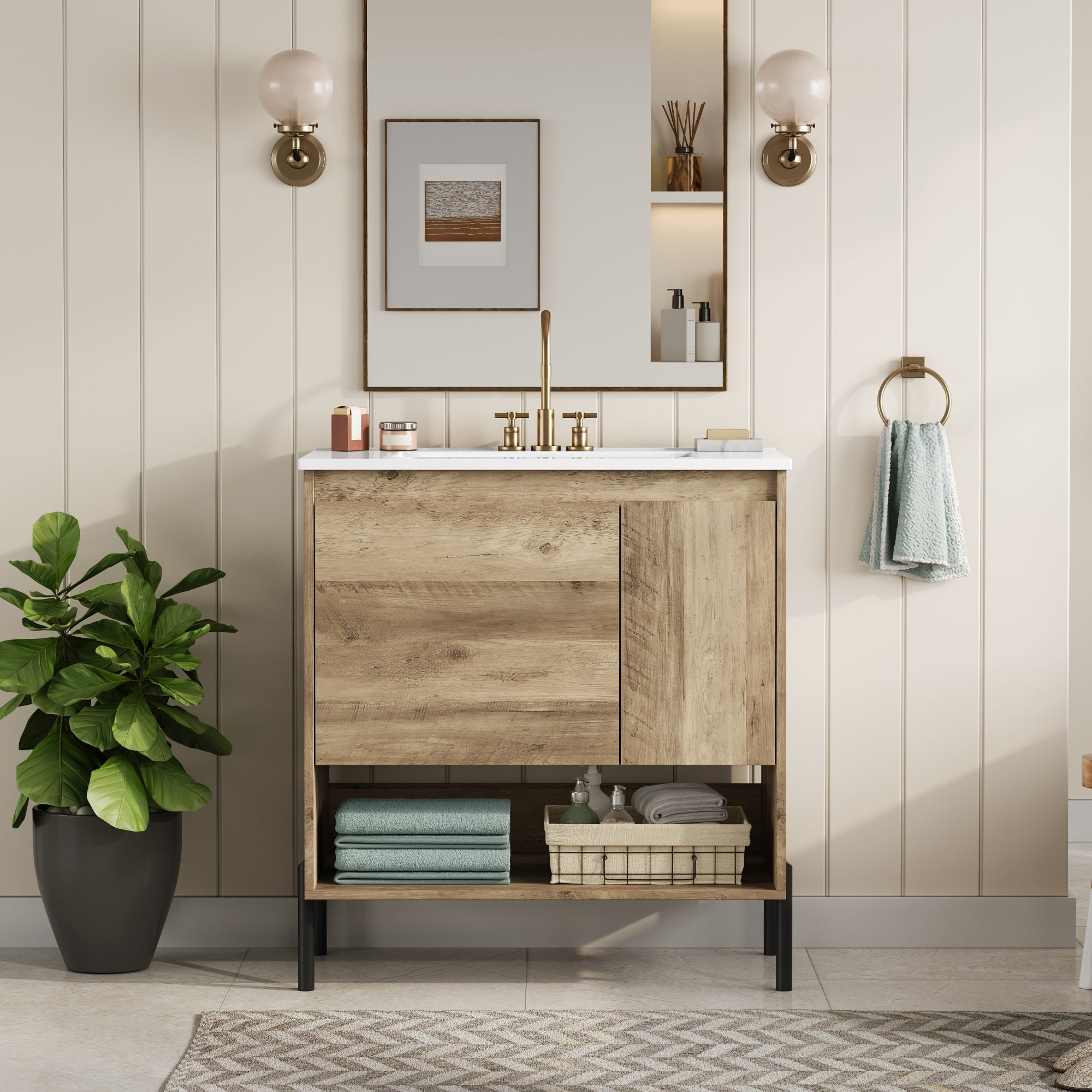 30" Modern Wood Fixture Bathroom Vanity