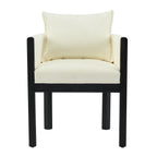 Linen Upholstered Armchair with Black Rubber Wood Legs
