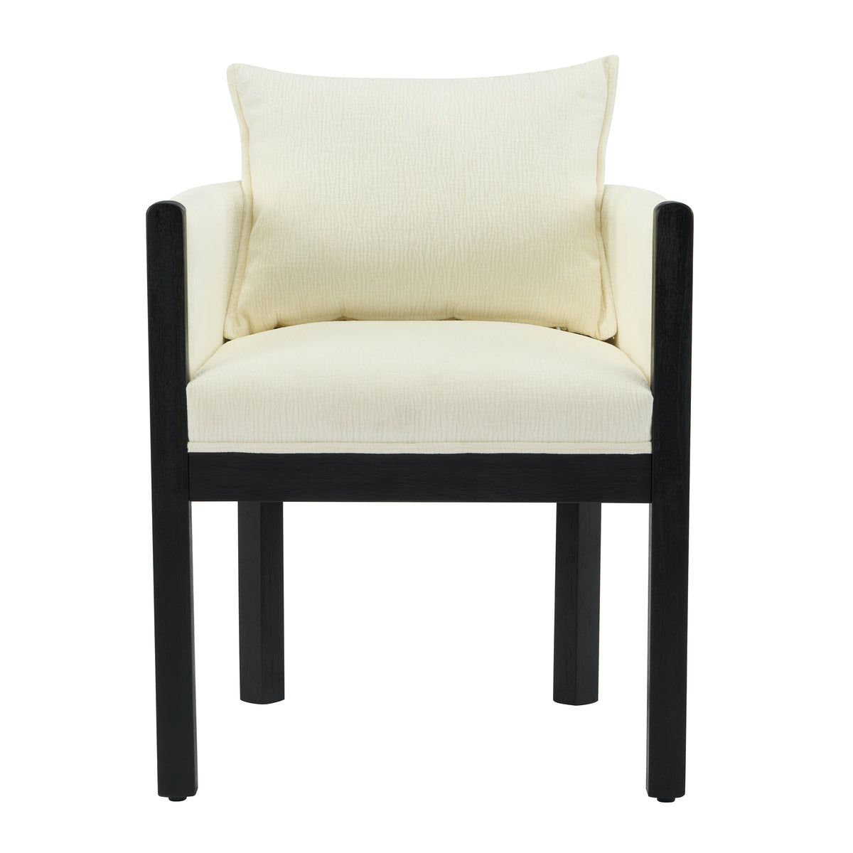 Linen Upholstered Armchair with Black Rubber Wood Legs