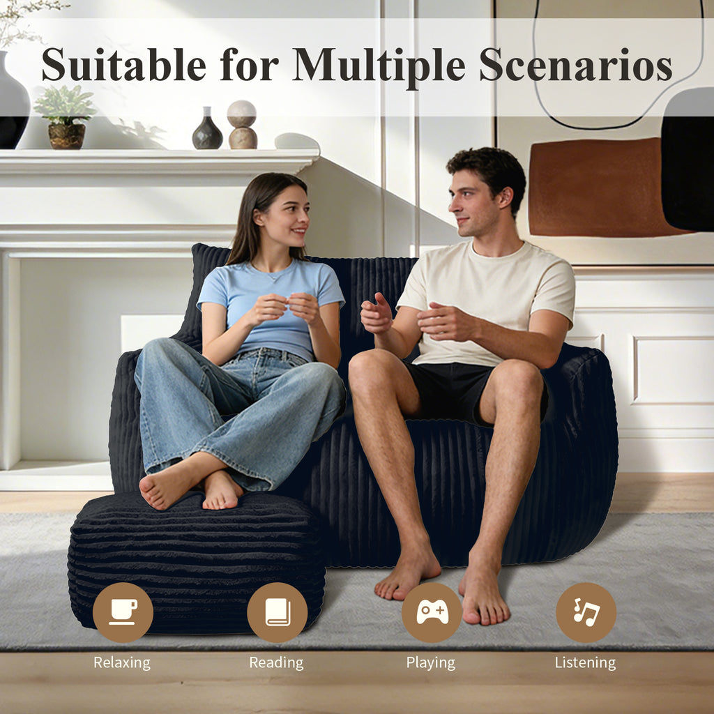 Cloud-Love Oversized Double Sofa with Footrest