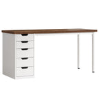 Computer Desk with 5 Drawers - 47 Inch Rustic Design
