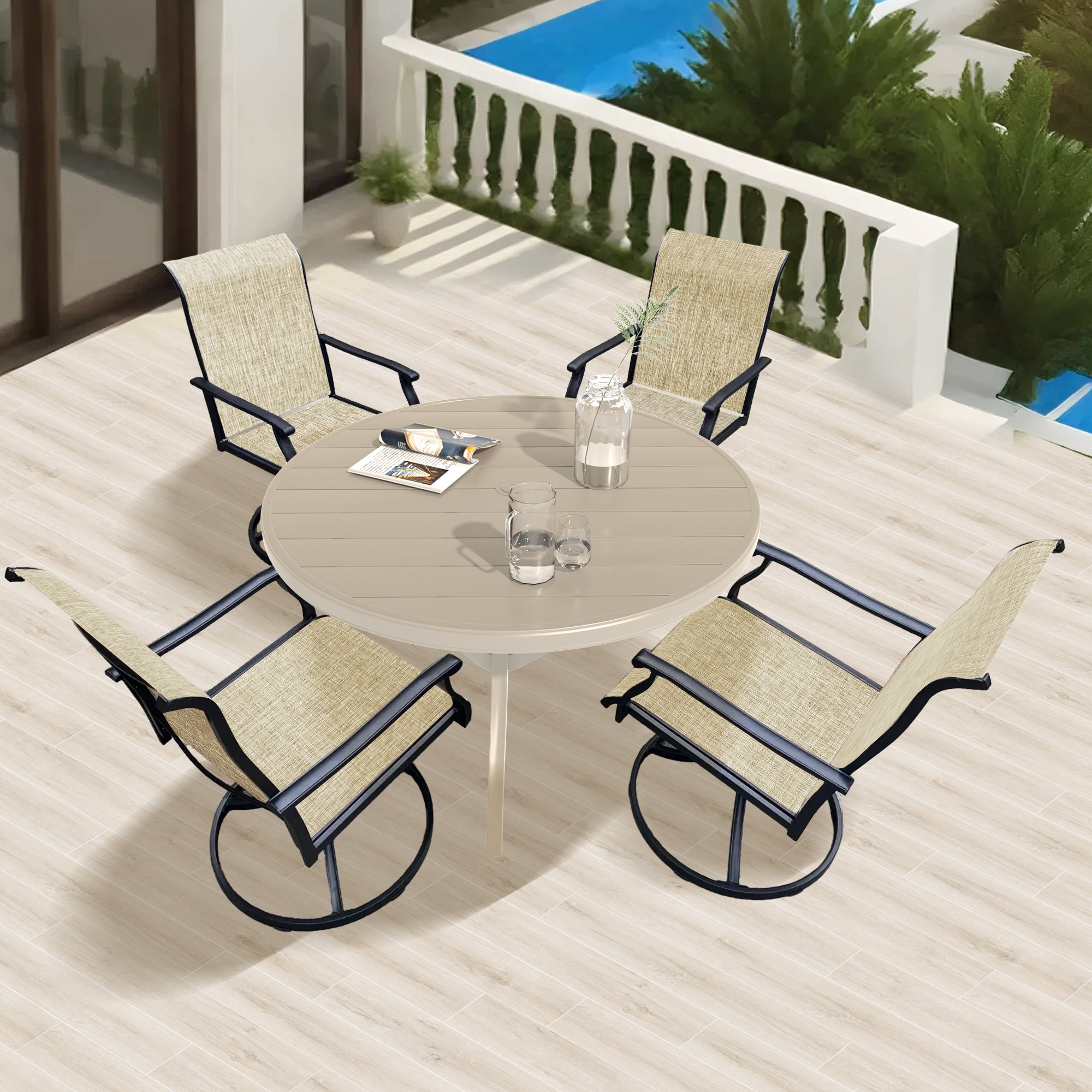 Outdoor Patio Furniture Set with 360° Swivel Chairs
