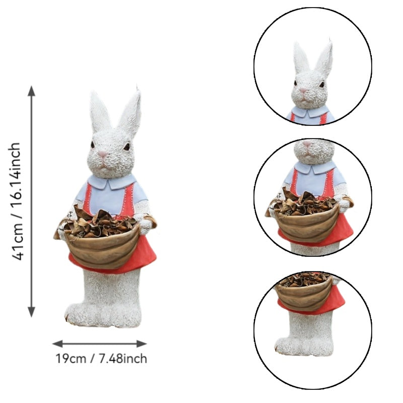 Whimsical Hand-Painted Garden Rabbit Statue