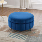 Upholstered Round Ottoman With Reversible Lid