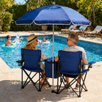 Portable Double Folding Beach Chair Set with Umbrella