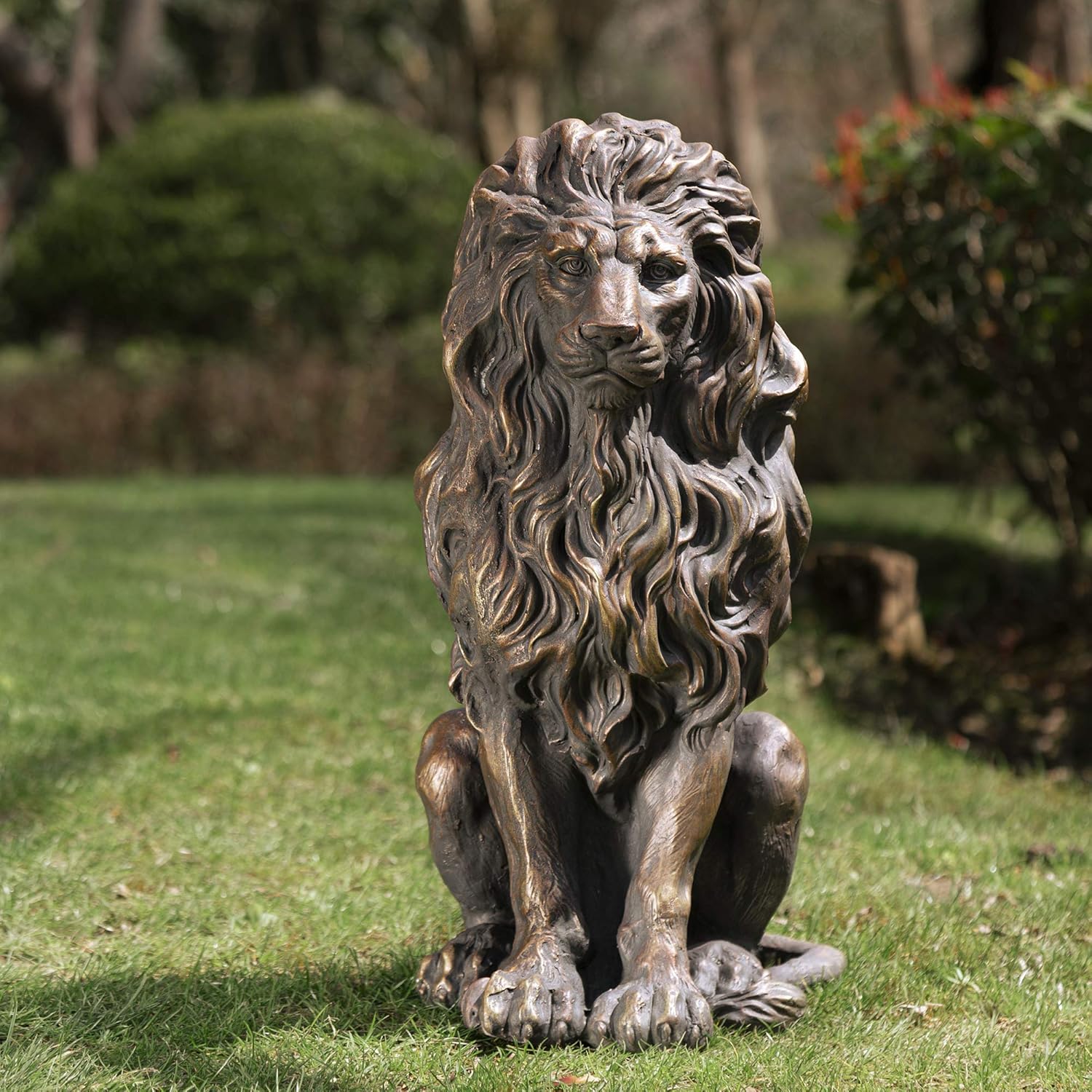20.5" Lion Statue - Resin Outdoor Guardian Sculpture