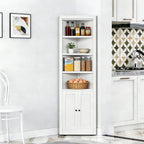 71" Tall Corner Storage Cabinet with 2 Doors and 6-Tier Shelves