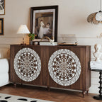 60" Vintage Mandala Carved Sideboard