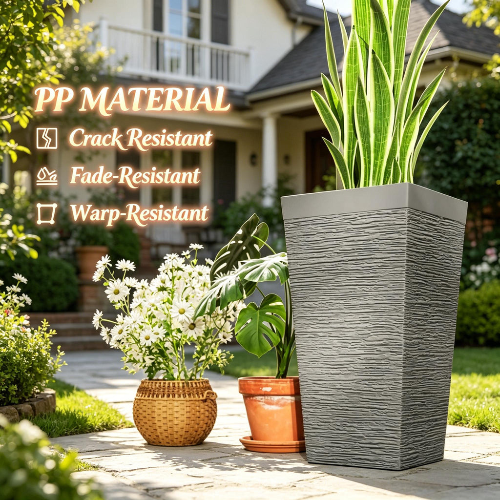 Stackable Design Tapered Planters - 3-Piece Outdoor Set