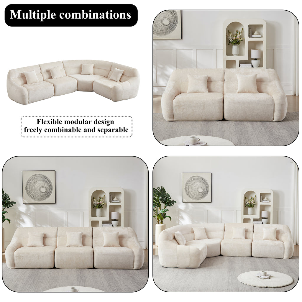 123.2-Inch Modern Luxury Curved Corner Sectional Sofa