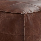 Sheffield 26 Inch Wide Square Coffee Table Pouf in Distressed