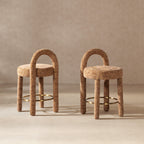 Penny Round Arched Fully Upholstered Counter Stool Set of 2, Golden